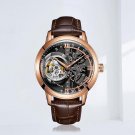 Men Automatic Waterproof PBS Watch Calfskin Strap Mineral Crystal Glass Dial 45mm