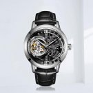 Men Automatic Waterproof YBB Watch Calfskin Strap Mineral Crystal Glass Dial 45mm