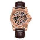 Brand Skeleton Mechanical Automatic Leather Watch PPW For Men Luminous Genuine