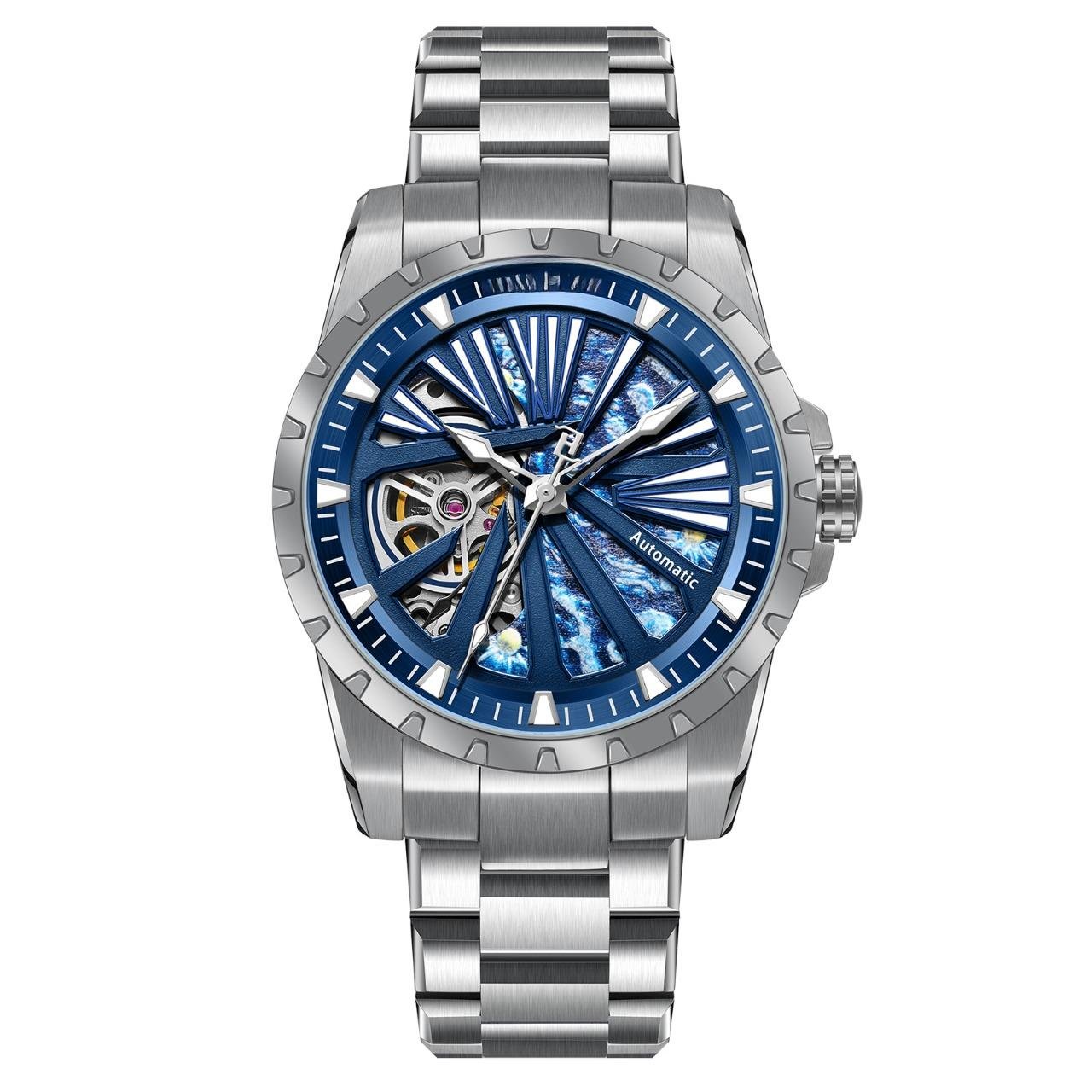 Skeleton Watches Mechanical Automatic Sport Casual For Men YLYS Luminous Bracelet