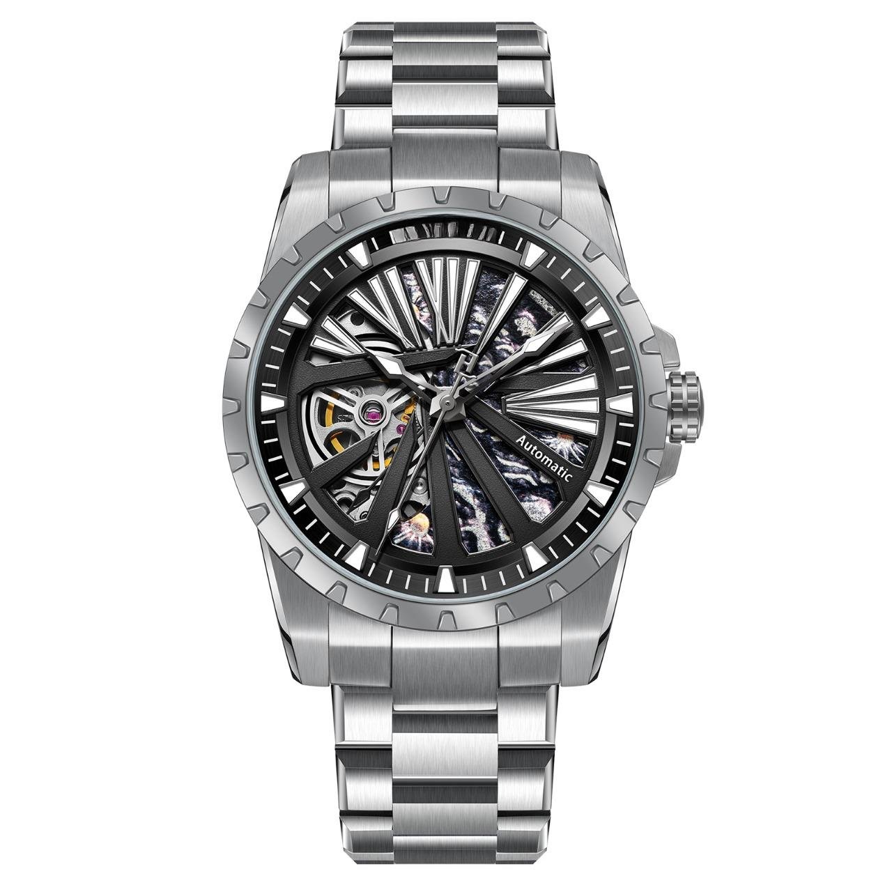 Skeleton Watches Mechanical Automatic Sport Casual For Men YBYS Luminous Bracelet