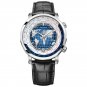 Men blue Watch Waterproof With World Time Date Power Reserve Stainless Steel