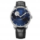 Men Automatic Watch Moop Phase Leather Strap Stainless Steel Genuine Sapphire 6404E1