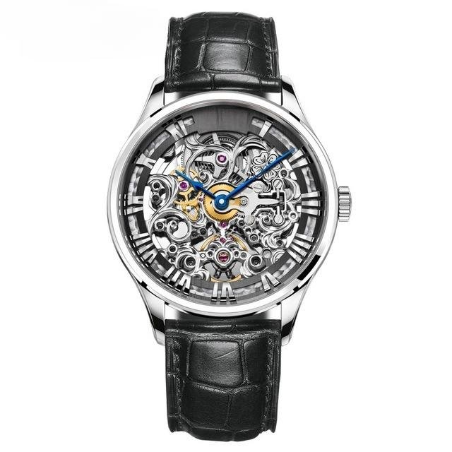 Men Skeleton Automatic Watches Leather Strap Limited Edition Sapphire 5401A1