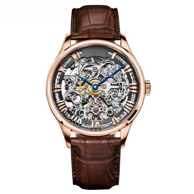 Men Skeleton Automatic Watches Leather Strap Limited Edition Sapphire 5401D2