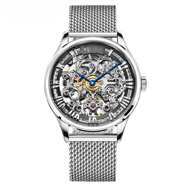 Men Skeleton Automatic Watches Leather Strap Limited Edition Sapphire 5401A9
