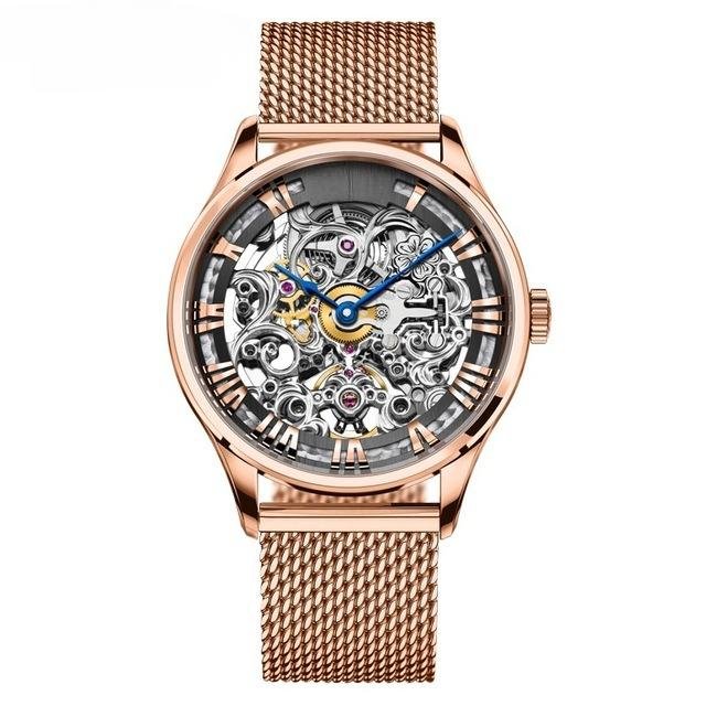 Men Skeleton Automatic Watches Leather Strap Limited Edition Sapphire 5401D9