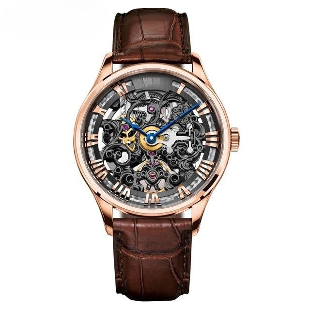 Men Skeleton Automatic Watches Leather Strap Limited Edition Sapphire 5402D2