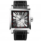 Mens Watches black Dial Roman Numeral Analog Mechanical Steel Leather Strap 3301A1