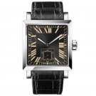 Mens Watches black Dial Roman Numeral Analog Mechanical Steel Leather Strap 3303A1