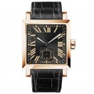 Mens Watches black Dial Roman Numeral Analog Mechanical Steel Leather Strap 3303D1
