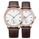 New Fashion Lovers Couple Leather Watches Vintage Automatic Luxury Genuine WHITE