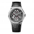 Black Men Watches Automatic Genuine Leather Strap Power Reserve Waterproof 6001A1