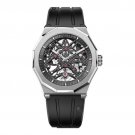 Black Men Watches Automatic Genuine Leather Strap Power Reserve Waterproof 6001A1 R