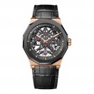 Black Men Watches Automatic Genuine Leather Strap Power Reserve Waterproof 6001H1