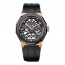 Black Men Watches Automatic Genuine Leather Strap Power Reserve Waterproof 6001H1 R