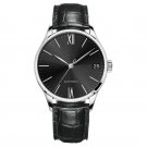 Brand Men Watches Leather Strap Ultra Thin black Dial with Date Mechanical 707LNYBB
