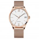 Brand Men Watches Leather Strap Ultra Thin white Dial with Date Mechanical 701SNPWP