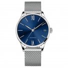 Brand Men Watches Leather Strap Ultra Thin blue Dial with Date Mechanical 701SNYLY