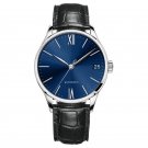 Brand Men Watches Leather Strap Ultra Thin blue Dial with Date Mechanical 707LNYLB
