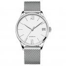 Men Watches Leather Strap Ultra Thin white Dial with Date Mechanical 701SNYWY