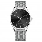 Men Watches Leather Strap Ultra Thin black Dial with Date Mechanical 701SNYBY