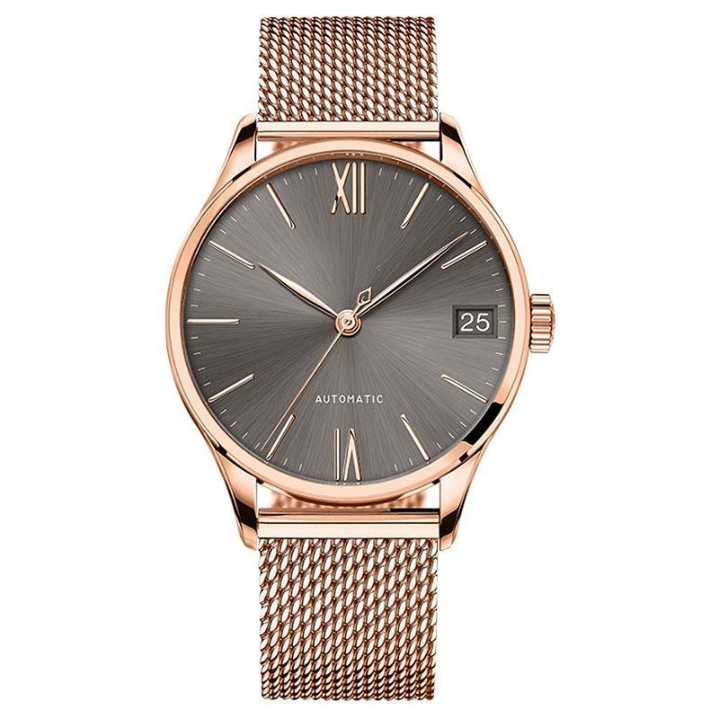 Men Watches Leather Strap Ultra Thin black Dial with Date Mechanical 701SNPSP