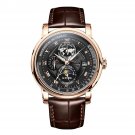 New Design Moonphase Calendar Automatic Leather Watches Black Dial RGA1963 PBS