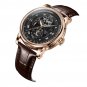 New Design Moonphase Calendar Automatic Leather Watches Black Dial RGA1963 PBS