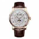 New Design Moonphase Calendar Automatic Leather Watches white Dial RGA1963 PWS