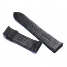 black Genuine Leather Watch Wristband 24mm Width for Men