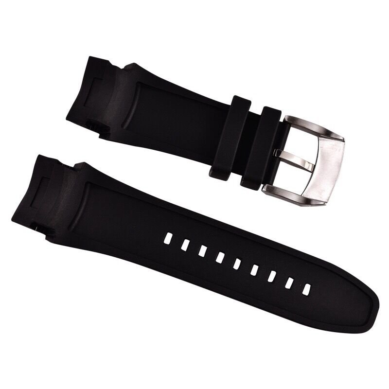 Soft Rubber Black Watch Band Waterproof 23mm Width for Men