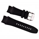 Soft Rubber Black Watch Band Waterproof 23mm Width for Men