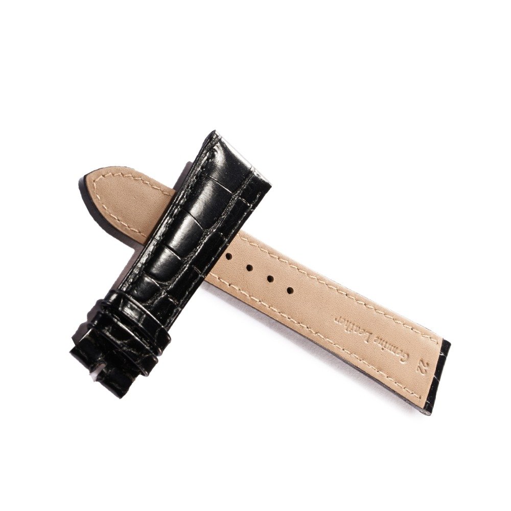 Top Quality Brown Genuine Leather black Strap Watch 22 mm Alligator for Men