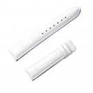 White Leather Strap Watch Band Durable Genuine with Deployment Buckle