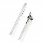 White Leather Strap Watch Band Durable Genuine with Deployment Buckle