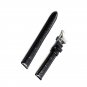 Black Leather Strap Watch Band Durable Genuine with Deployment Buckle