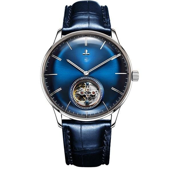 Luxury Brand Automatic Mechanical Blue Tourbillon Men Watch Leather Strap YLL