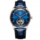 Luxury Brand Automatic Mechanical Blue Tourbillon Men Watch Leather Strap YLL