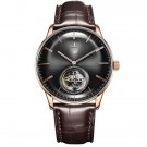 Luxury Brand Automatic Mechanical Black Tourbillon Men Watch Leather Strap PBS