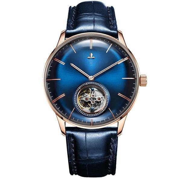 Luxury Brand Automatic Mechanical Blue Tourbillon Men Watch Leather Strap PLL