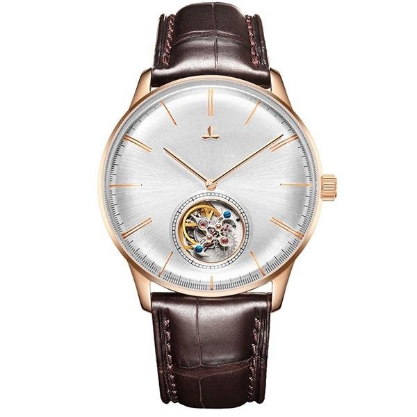 Luxury Brand Automatic Mechanical white Tourbillon Men Watch Leather Strap PWS