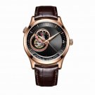Top Brand Casual Automatic Leather Strap Watch for Men Mechanical Black Dial PBS
