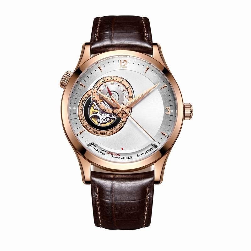 Top Brand Casual Automatic Leather Strap Watch for Men Mechanical white Dial PWS