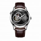 Top Brand Casual Automatic Leather Strap Watch for Men Mechanical Black Dial YBS