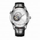 Top Brand Casual Automatic Leather Strap Watch for Men Mechanical white Dial YWB