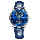 Mens Blue Dial Automatic Mechanical Waterproof Watch Genuine Leather Luminous YLL
