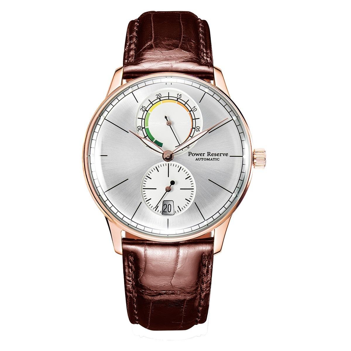 Mens white Dial Automatic Mechanical Waterproof Watch Genuine Leather Luminous PWS
