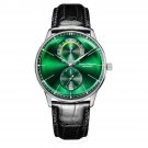 Mens green Dial Automatic Mechanical Waterproof Watch Genuine Leather Luminous YNB