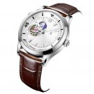 Automatic Luxury brown Watch YWW Leather Strap Tourbillon